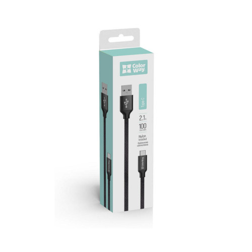 Дата кабель USB 2.0 AM to Type-C 1.0m 2.1А black ColorWay (CW-CBUC003-BK) – ColorWay (вид 2)