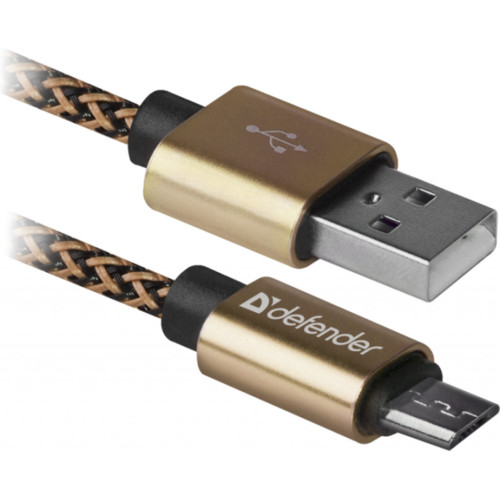 Дата кабель USB 2.0 AM to Micro 5P 1.0m USB08-03T gold Defender (87800) – Defender