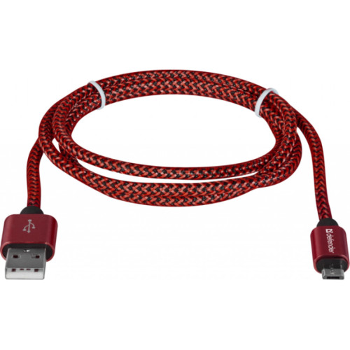 Дата кабель USB 2.0 AM to Micro 5P 1.0m USB08-03T red Defender (87801) – Defender (вид 1)