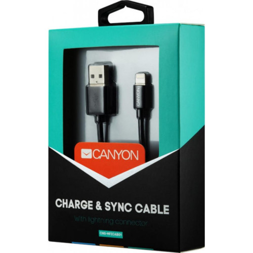 Дата кабель USB 2.0 AM to Lightning 1.0m MFI Black Canyon (CNS-MFICAB01B) – CANYON (вид 2)