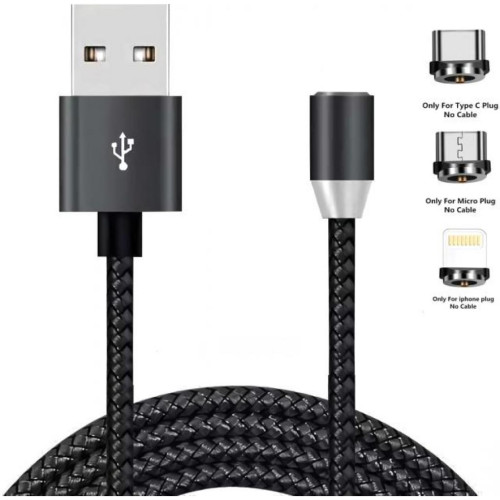 Дата кабель USB 2.0 AM to Lightning + Micro 5P + Type-C 1.2m Magneto bla XoKo (SC-350MGNT-BK) – XoKo