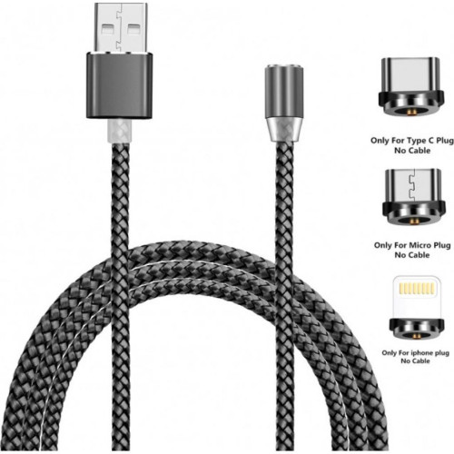 Дата кабель USB 2.0 AM to Lightning + Micro 5P + Type-C 1.2m Magneto gre XoKo (SC-350MGNT-GR) – XoKo