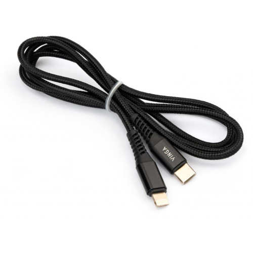 Дата кабель USB-C to Lightning 1.0m 3A 18W nylon braided black Vinga (VCPTCL3ANBK) – Vinga (вид 1)