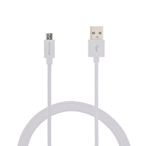 Дата кабель USB 2.0 AM to Micro 5P 2.5m white Grand-X (PM025W) – Grand-X