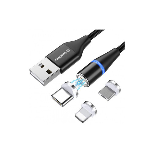 Дата кабель USB 2.0 AM to Lightning + Micro 5P + Type-C 1.0m Magnetic ColorWay (CW-CBUU038-BK) – ColorWay (вид 2)