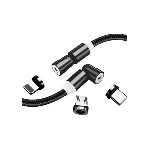 Дата кабель USB 2.0 AM to Lightning + Micro 5P + Type-C 1.0m Magnetic Ro ColorWay (CW-CBUU037-BK) – ColorWay (вид 1)