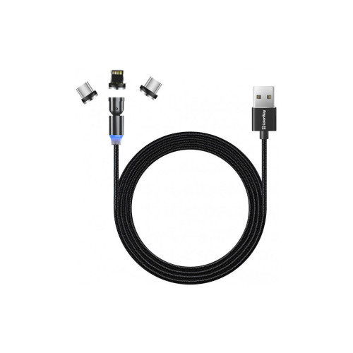 Дата кабель USB 2.0 AM to Lightning + Micro 5P + Type-C 1.0m Magnetic Ro ColorWay (CW-CBUU037-BK) – ColorWay (вид 2)