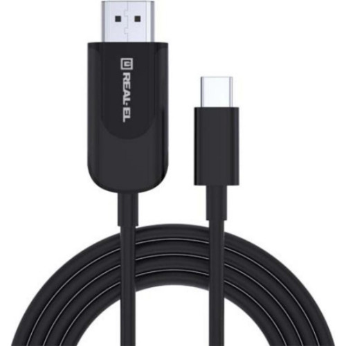 Дата кабель USB 2.0 AM to Type-C 1.0m Leather Premium black-silver REAL-EL (EL123500049) – REAL-EL