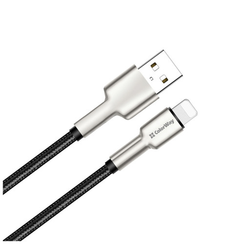 Дата кабель USB 2.0 AM to Lightning 1.0m head metal black ColorWay (CW-CBUL046-BK) – ColorWay (вид 1)