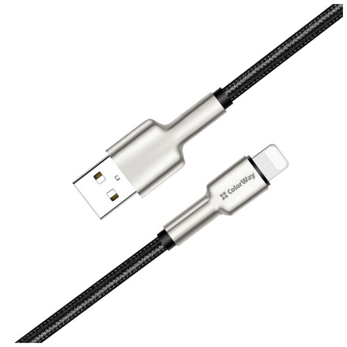 Дата кабель USB 2.0 AM to Lightning 1.0m head metal black ColorWay (CW-CBUL046-BK) – ColorWay (вид 2)