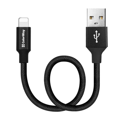 Дата кабель USB 2.0 AM to Lightning 0.25m black ColorWay (CW-CBUL048-BK) – ColorWay