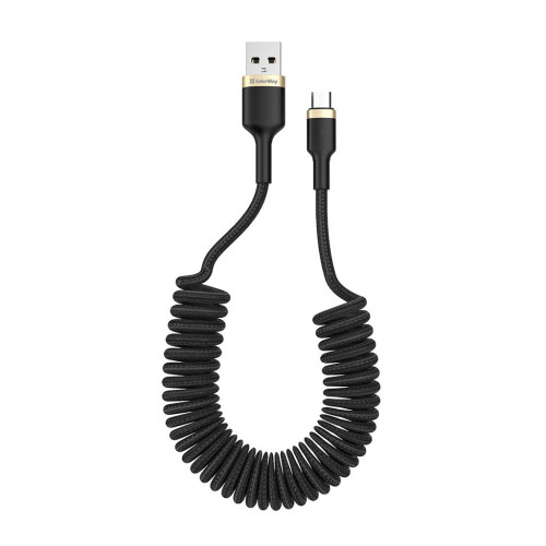Дата кабель USB 2.0 AM to Micro 5P 1.0m spiral black ColorWay (CW-CBUM051-BK) – ColorWay