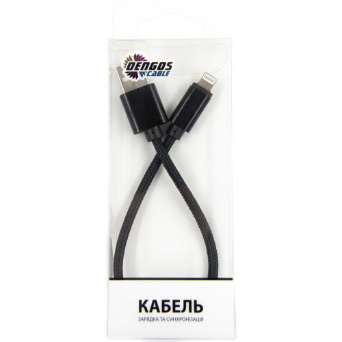 Дата кабель USB 2.0 AM to Lightning 0.2m black Dengos (NTK-L-SHRT-BLACK) – DENGOS (вид 2)
