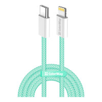Дата кабель USB-C to Lightning 1.0m 27W green ColorWay (CW-CBPDCL061-G)