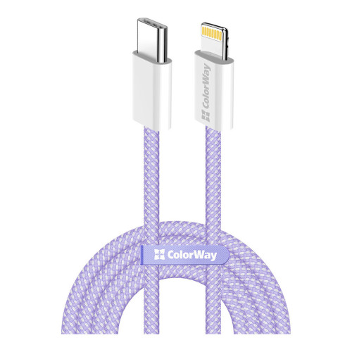 Дата кабель USB-C to Lightning 1.0m 27W purple ColorWay (CW-CBPDCL061-PU) – ColorWay
