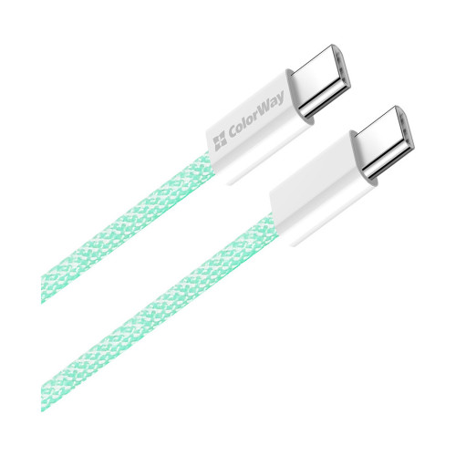 Дата кабель USB-C to USB-C 1.0m 60W 3.0А green ColorWay (CW-CBPDCC061-G) – ColorWay (вид 1)