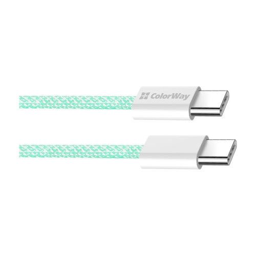 Дата кабель USB-C to USB-C 1.0m 60W 3.0А green ColorWay (CW-CBPDCC061-G) – ColorWay (вид 2)