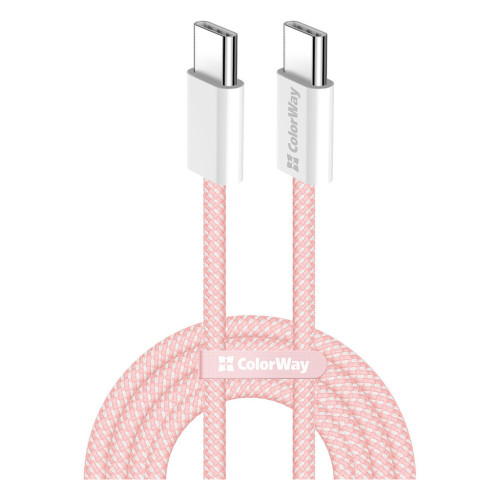 Дата кабель USB-C to USB-C 1.0m 60W 3.0А pink ColorWay (CW-CBPDCC061-P) – ColorWay