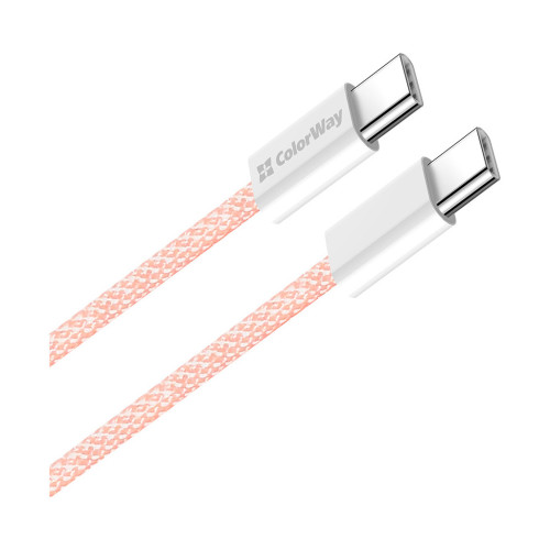 Дата кабель USB-C to USB-C 1.0m 60W 3.0А pink ColorWay (CW-CBPDCC061-P) – ColorWay (вид 1)