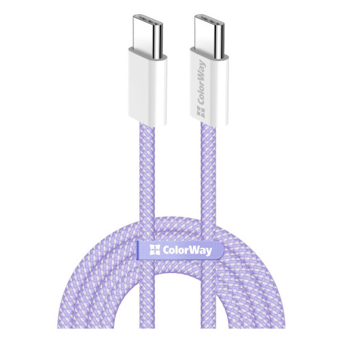 Дата кабель USB-C to USB-C 1.0m 60W 3.0А purple ColorWay (CW-CBPDCC061-PU) – ColorWay