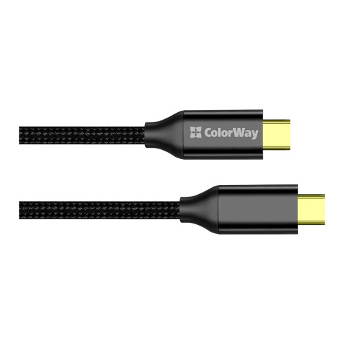 Дата кабель USB-C to USB-C 1.0m USB3.2 (20Gbps 4K PD100W) Gen2 5А black ColorWay (CW-CBPDCC062-BK) – ColorWay (вид 1)