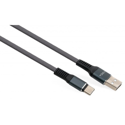 Дата кабель USB 2.0 AM to Type-C 1m flat nylon gray Vinga (VCPDCTCFNB1GR) – Vinga