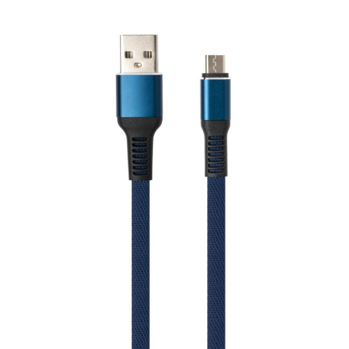 Дата кабель USB 2.0 AM to Micro 5P 1m flat nylon blue Vinga (VCPDCMFNB1B) – Vinga (вид 1)