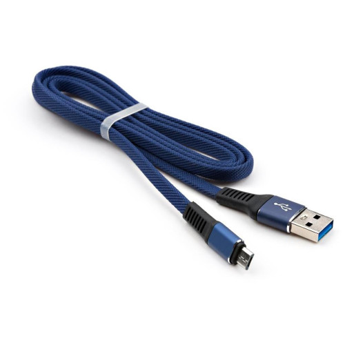 Дата кабель USB 2.0 AM to Micro 5P 1m flat nylon blue Vinga (VCPDCMFNB1B) – Vinga (вид 2)