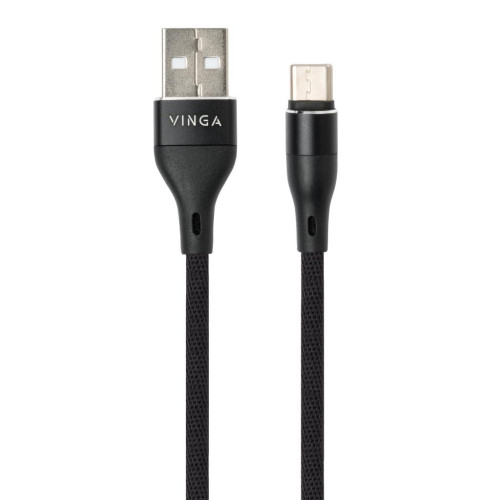 Дата кабель USB 2.0 AM to Type-C 1.0m cylindric nylon back Vinga (VCPDCTCCANB1BK) – Vinga (вид 1)