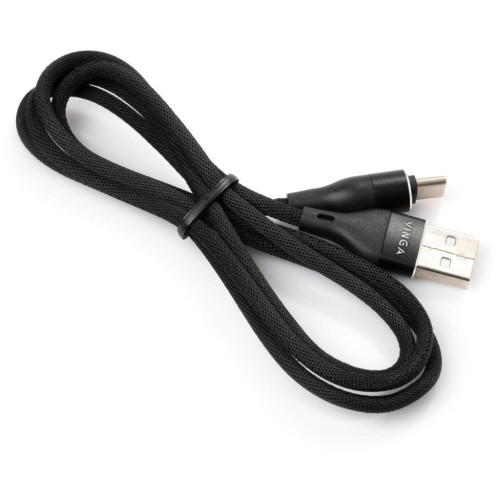 Дата кабель USB 2.0 AM to Type-C 1.0m cylindric nylon back Vinga (VCPDCTCCANB1BK) – Vinga (вид 2)