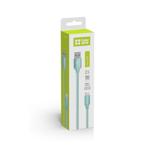 Дата кабель USB 2.0 AM to Micro 5P 1.0m mint ColorWay (CW-CBUM002-MT) – ColorWay (вид 2)