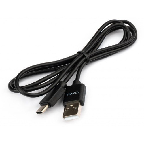 Дата кабель USB 2.0 AM to Type-C 1.0m 3A 18W PVC black Vinga (VCPUSBTC3ABK) – Vinga (вид 1)