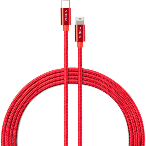 Дата кабель USB-C to Lightning 1.0m 20W Nylon Red Vinga (VCDCCLM531) – Vinga
