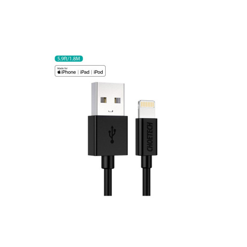Дата кабель USB 2.0 AM to Lightning 1.8m 2.1A MFI Black Choetech (IP0027-BK) – Choetech (вид 1)