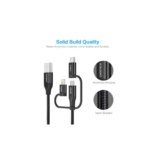 Дата кабель USB 2.0 AM to Lightning + Micro 5P + Type-C 1.2m MFI Choetech (IP0030-BK) – Choetech (вид 2)