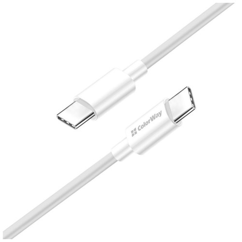 Дата кабель USB-C to USB-C 1.0m 5A 100W white ColorWay (CW-CBPDCC058-WT) – ColorWay