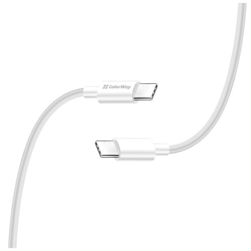 Дата кабель USB-C to USB-C 1.0m 5A 100W white ColorWay (CW-CBPDCC058-WT) – ColorWay (вид 1)