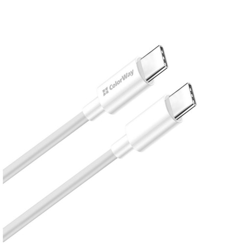 Дата кабель USB-C to USB-C 1.0m 3A 60W white ColorWay (CW-CBPDCC055-WT) – ColorWay (вид 1)