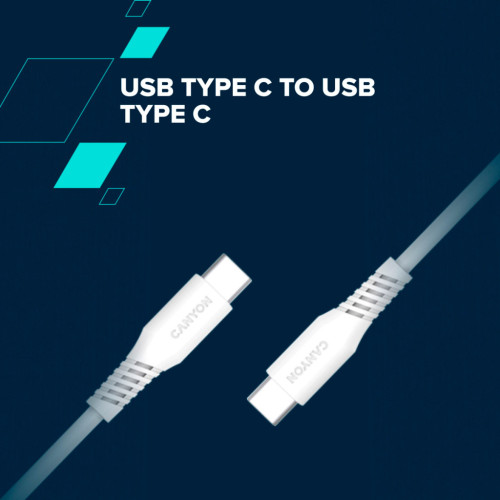 Дата кабель USB-C to USB-C 2.0m CC60SC 60W White Canyon (CNS-CC60SC20W) – CANYON (вид 1)