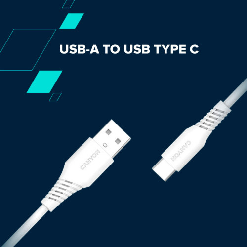 Дата кабель USB 2.0 AM to Type-C 1.2m AC18SC 18W White Canyon (CNS-AC18SC12W) – CANYON (вид 1)