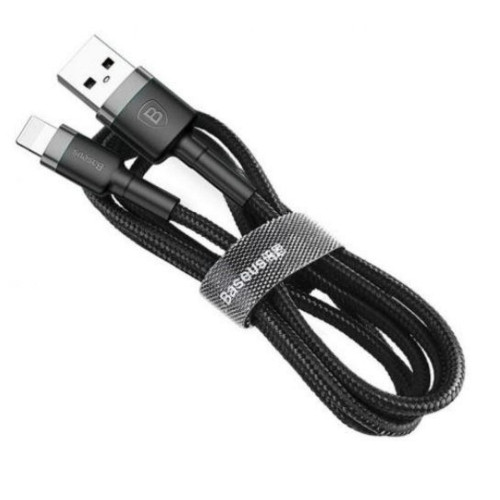 Дата кабель USB 2.0 AM to Lightning 2.0m Cafule 1.5A gray+black Baseus (CALKLF-CG1) – Baseus