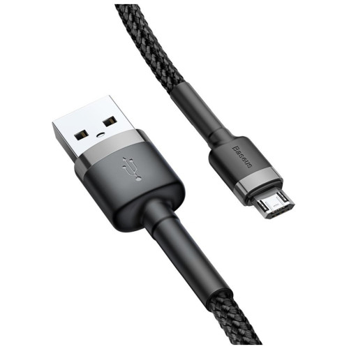 Дата кабель USB 2.0 AM to Micro 5P 1.0m 2.4A grey-black Baseus (CAMKLF-BG1) – Baseus