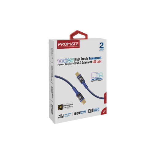 Дата кабель USB-C to USB-C lucidline-cc120.navy Promate (lucidline-cc120.navy) – Promate (вид 1)