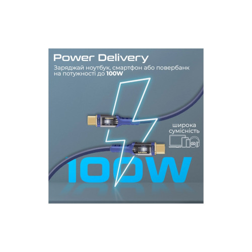 Дата кабель USB-C to USB-C lucidline-cc120.navy Promate (lucidline-cc120.navy) – Promate (вид 2)