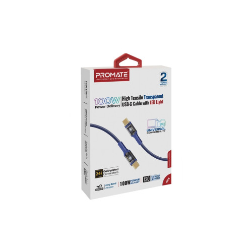 Дата кабель USB-C to USB-C lucidline-cc200.navy Promate (lucidline-cc200.navy) – Promate (вид 1)