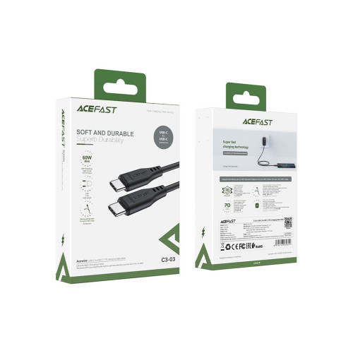 Дата кабель USB-C to USB-C 1.2m 3A TPE C3-03 Black Acefast (6974316280842) – Acefast (вид 2)