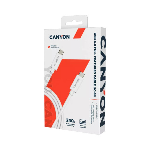 Дата кабель USB-C to USB-C 1.0m UC-44 5A 240W(ERP) E-MARK, white Canyon (CNS-USBC44W) – CANYON (вид 1)
