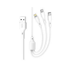 Дата кабель USB 2.0 AM to Lightning + Micro 5P + Type-C 1.0m 2.4A XO (CB-23U3)