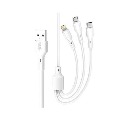 Дата кабель USB 2.0 AM to Lightning + Micro 5P + Type-C 1.0m 2.4A XO (CB-23U3) – XO