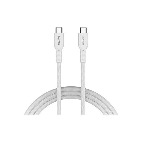 Дата кабель USB-C to USB-C 1.0m OnWire 60CL C-C 60W COLOR Braided 1m White Canyon (CND-CCAP60AB10W) – CANYON